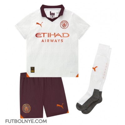Camiseta Manchester City Julian Alvarez #19 Visitante Equipación para niños 2023-24 manga corta (+ pantalones cortos)